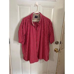 Wrangler red plaid short sleeved button front shirt size 3XL